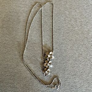 Denny Wong Platinum Silver Plumeria White Sapphire Flower Pendant Necklace